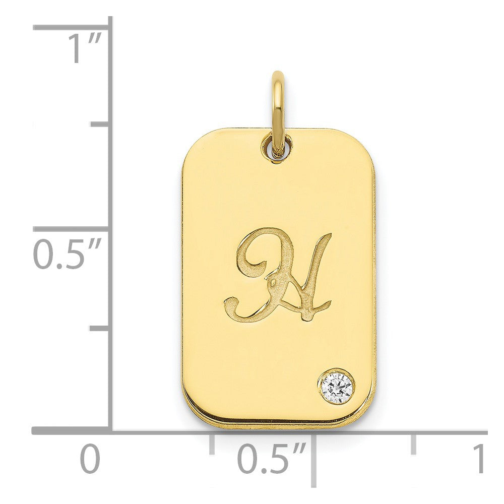 10k Yellow Gold Initial Dog Tag with Diamond Charm