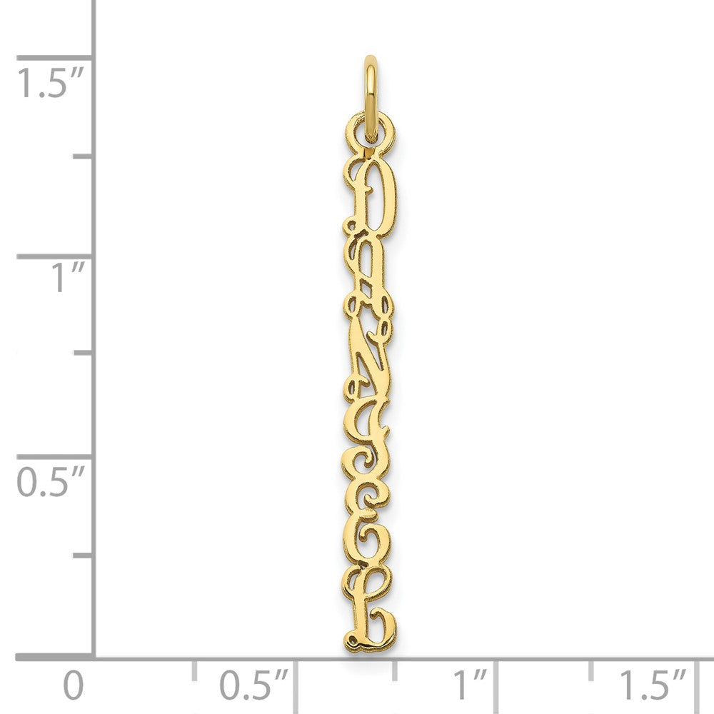 10k Yellow Gold QG Vine Font Name Plate Charm