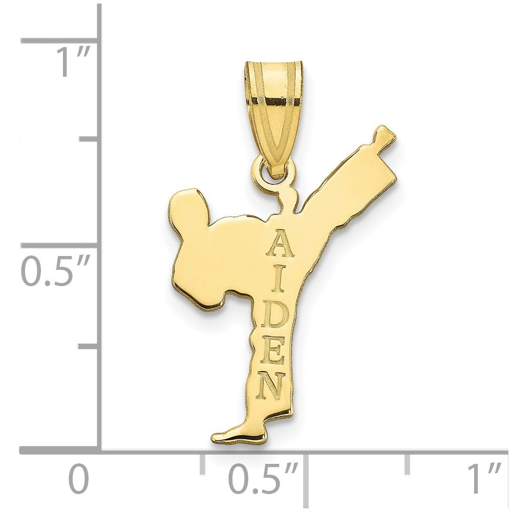 10k Yellow Gold Personalized Boy Karate Pendant