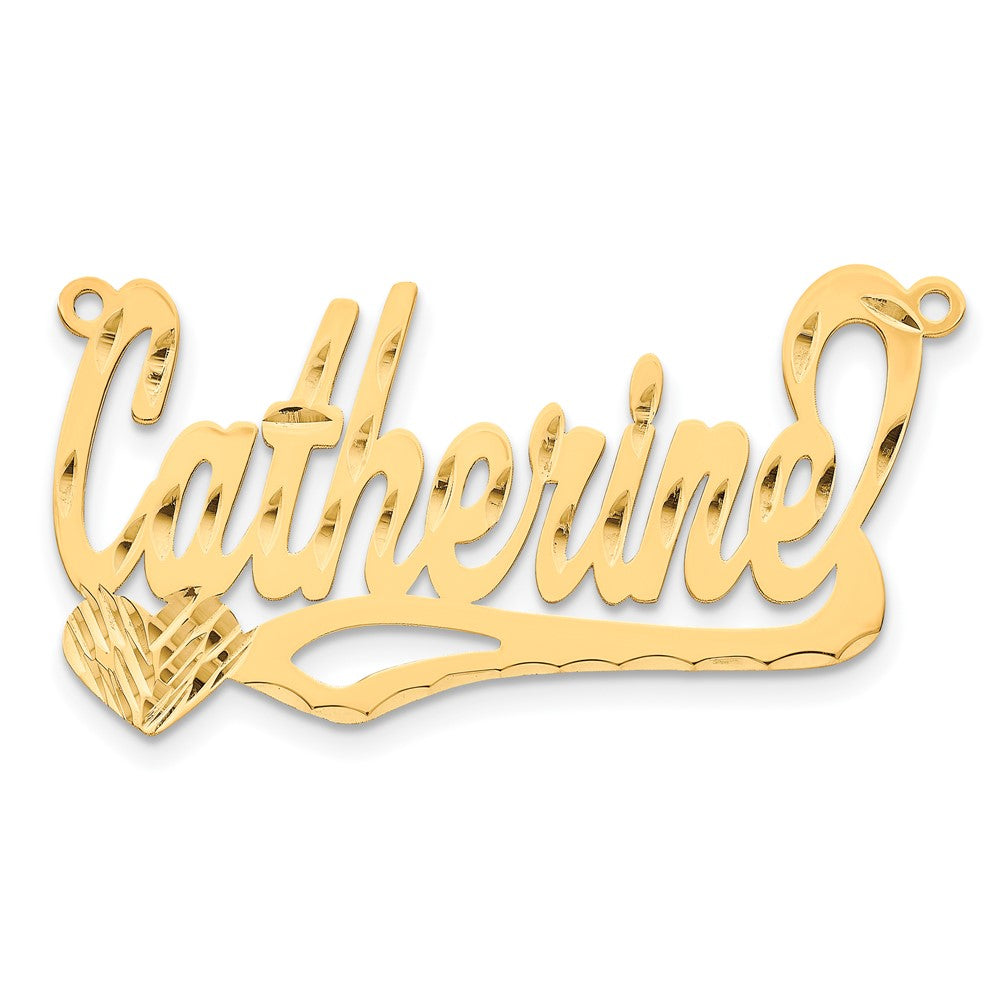 10k Yellow Gold Diamond-cut Heart Name Plate