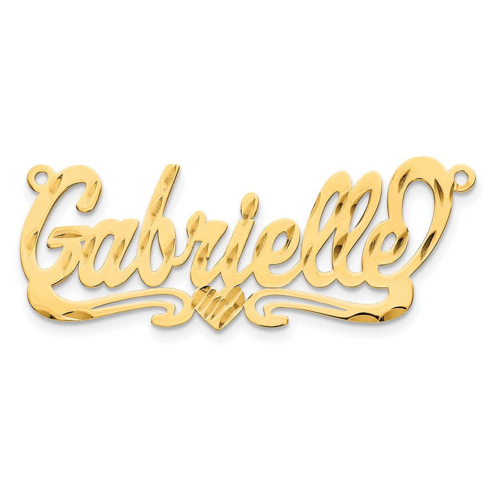 10k Yellow Gold Diamond-cut Heart Name Plate
