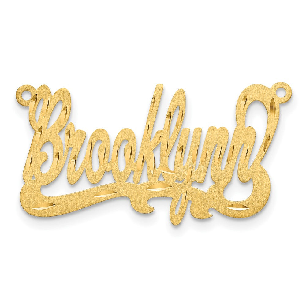 10k Yellow Gold Satin Diamond-cut Name Plate