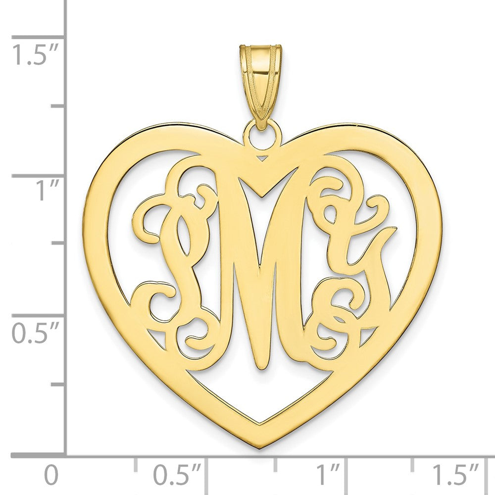 10k Yellow Gold Large Monogram Heart Pendant