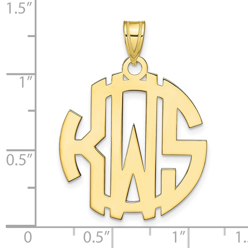10k Yellow Gold Round Cut-out Monogram Pendant
