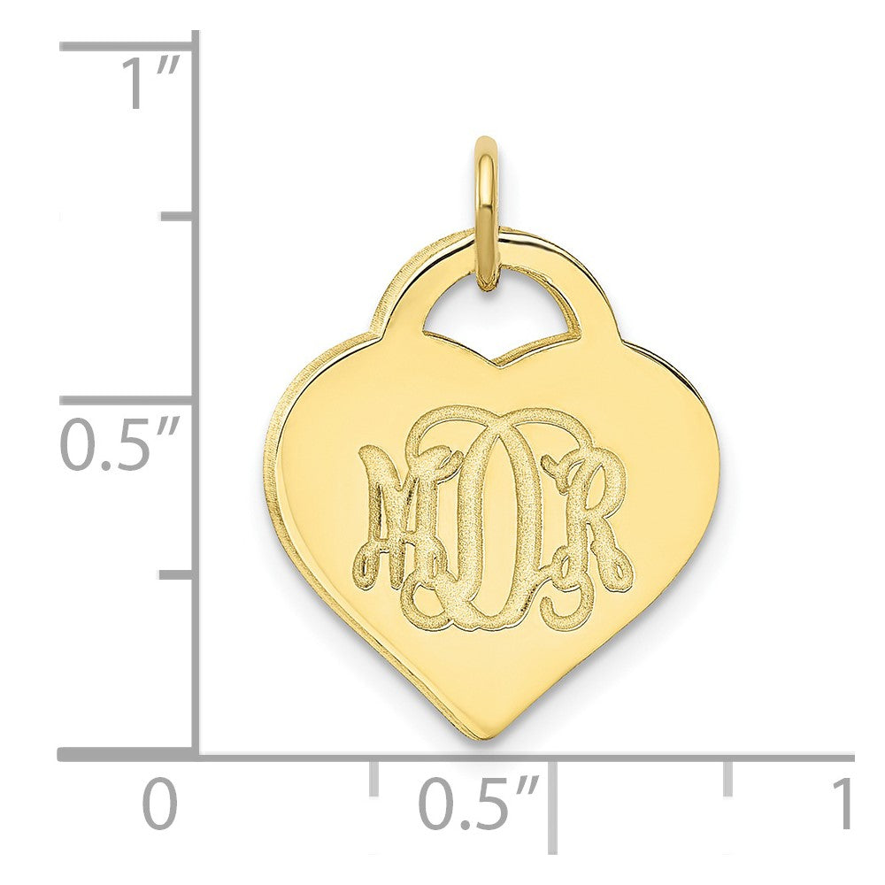 10k Yellow Gold Monogram Heart Charm
