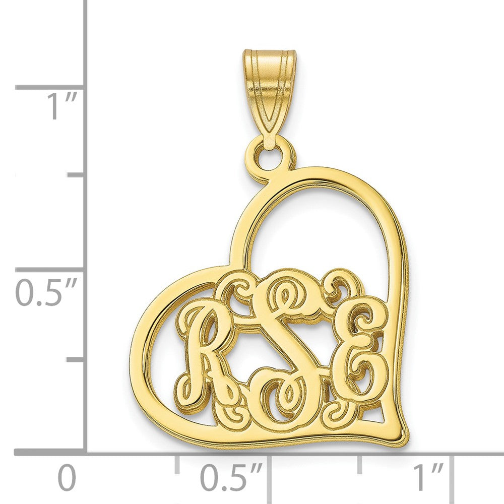 10k Yellow Gold Etched Heart Pendant