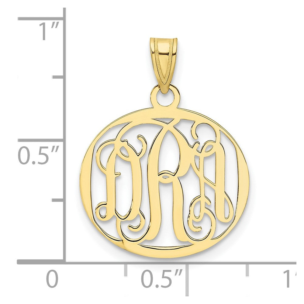 10k Yellow Gold Small Round Monogram Pendant