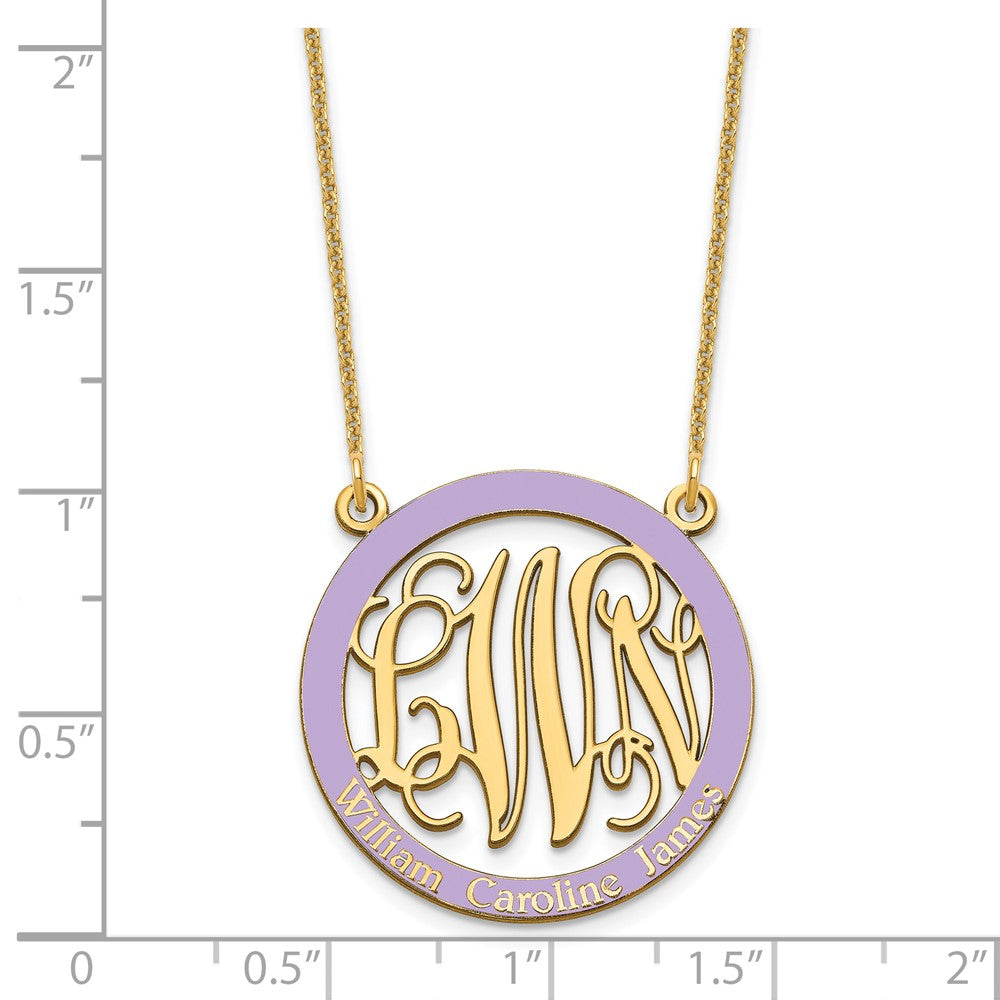 10k Yellow Gold Small Family Monogram w/Epoxy Necklace