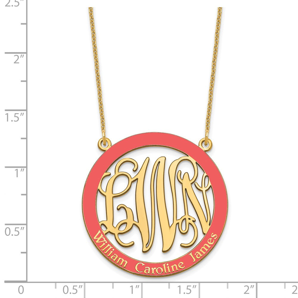 10k Yellow Gold Large Family Monogram w/Epoxy Necklace