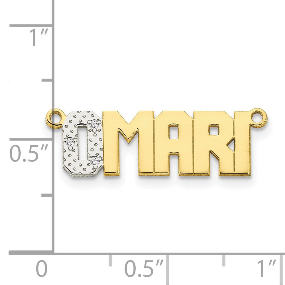 10k Yellow Gold Rhodium Diamond Name Plate