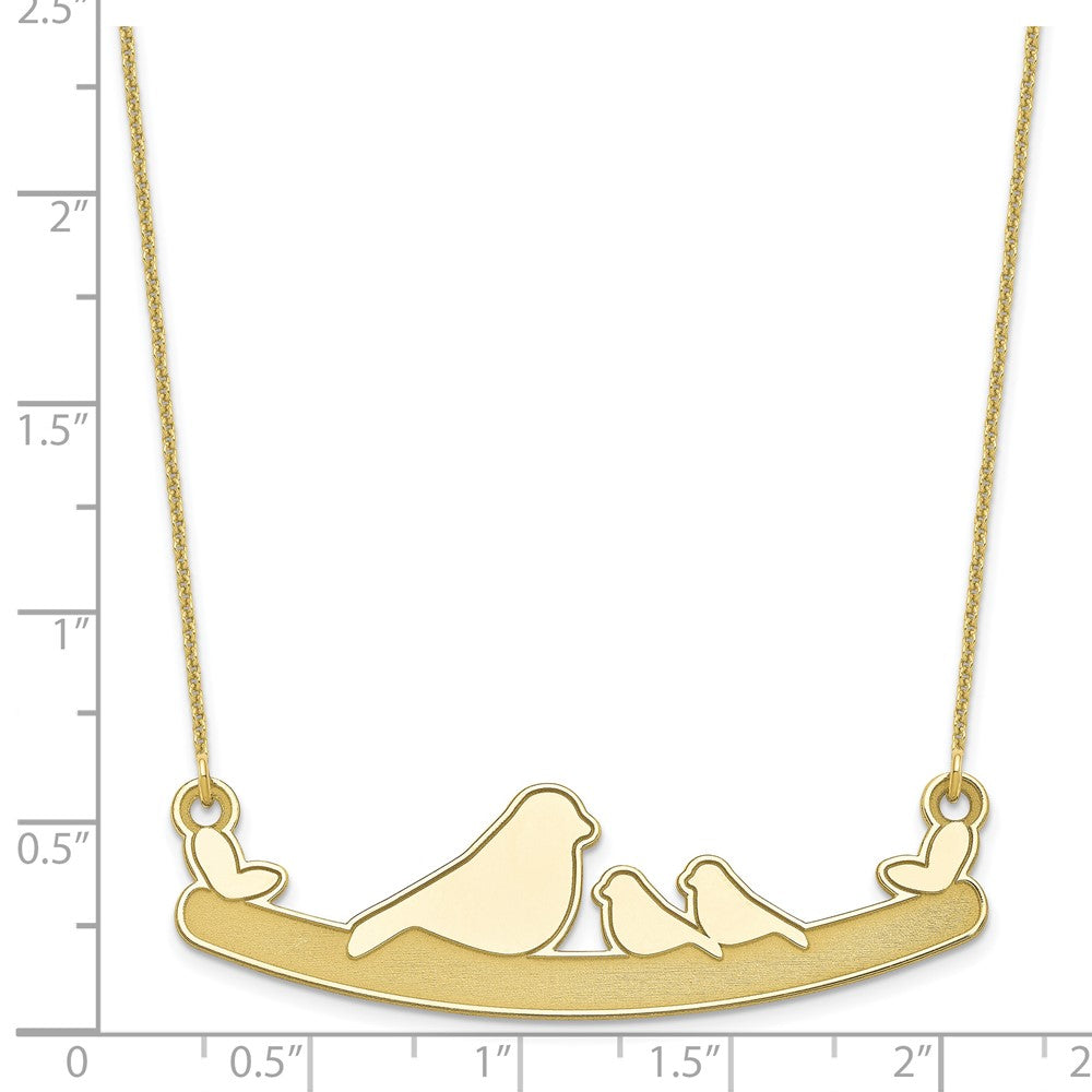 10k Yellow Gold Mom and 2 Birds Necklace