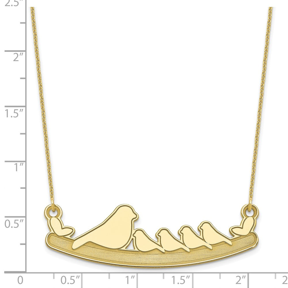 10k Yellow Gold Mom and 4 Birds Necklace