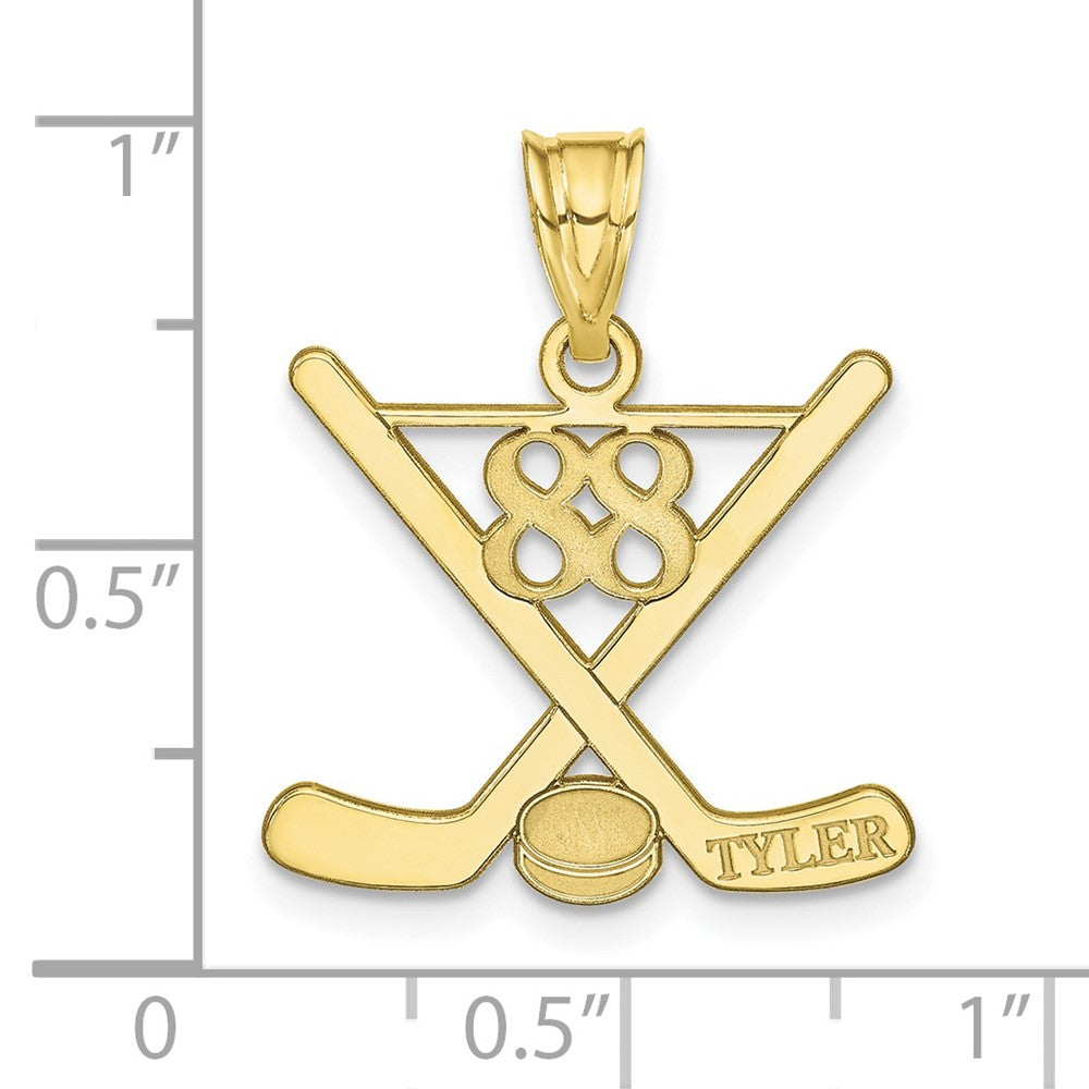 10k Yellow Gold Personalized Hockey Pendant