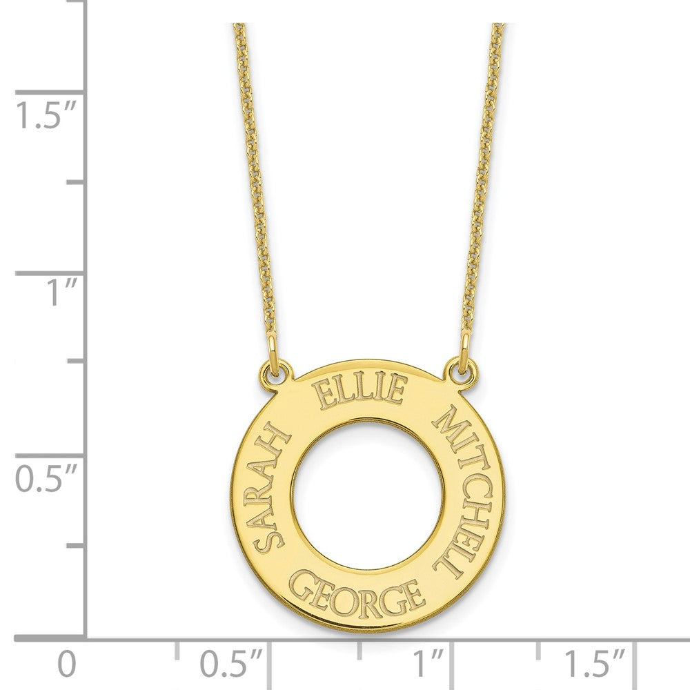 10k Yellow Gold Circle with 4 Name Necklace