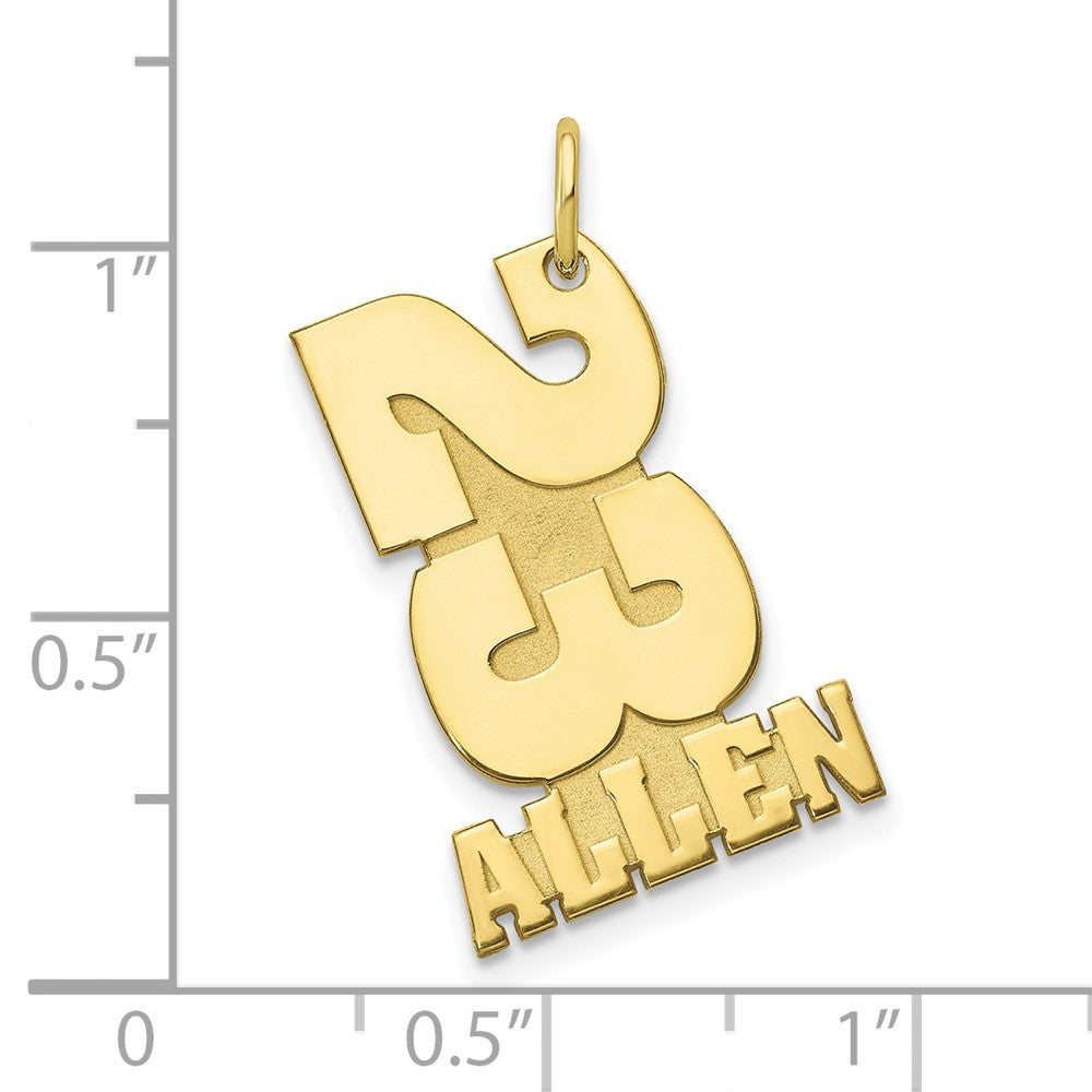 10k Yellow Gold Stacked Number and Name charm