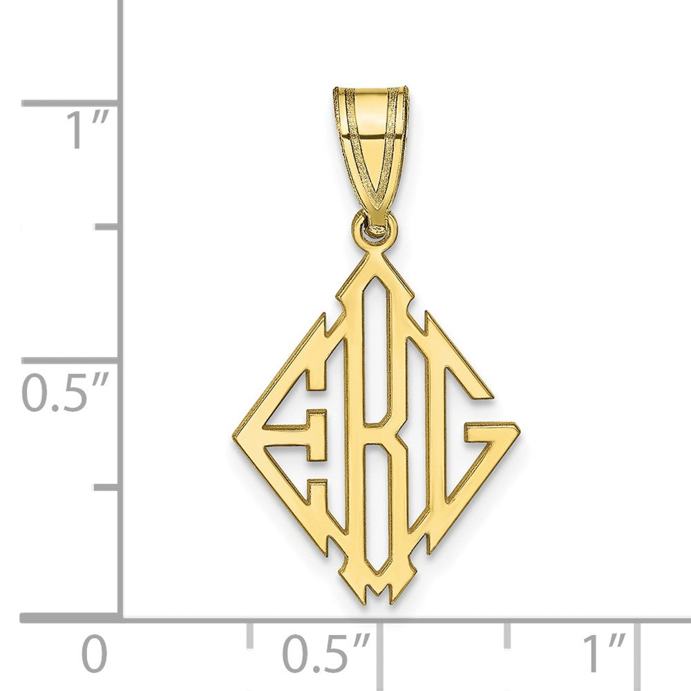 10k Yellow Gold Diamond Shape Monogram Pendant