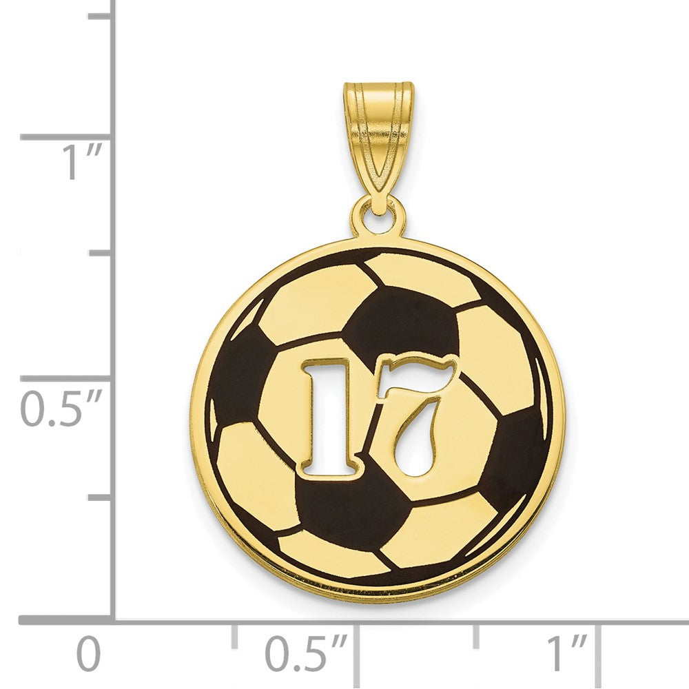 10k Yellow Gold Epoxy Soccer Ball with Cut-out Number Pendant