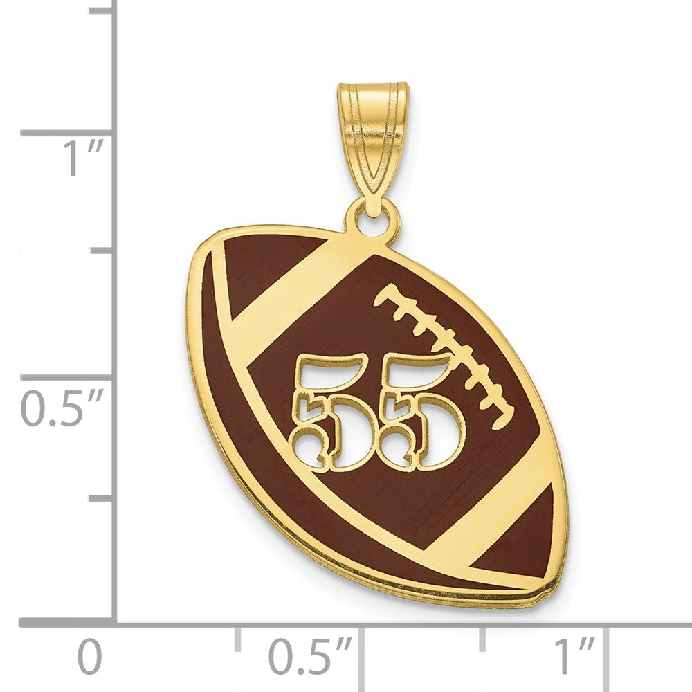 10k Yellow Gold Epoxy Football with Cut-out Number Pendant