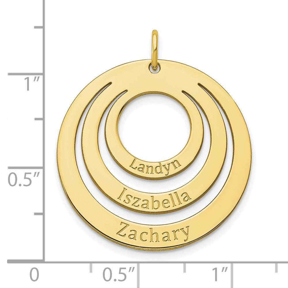 10k Yellow Gold 3 Name Circle Charm