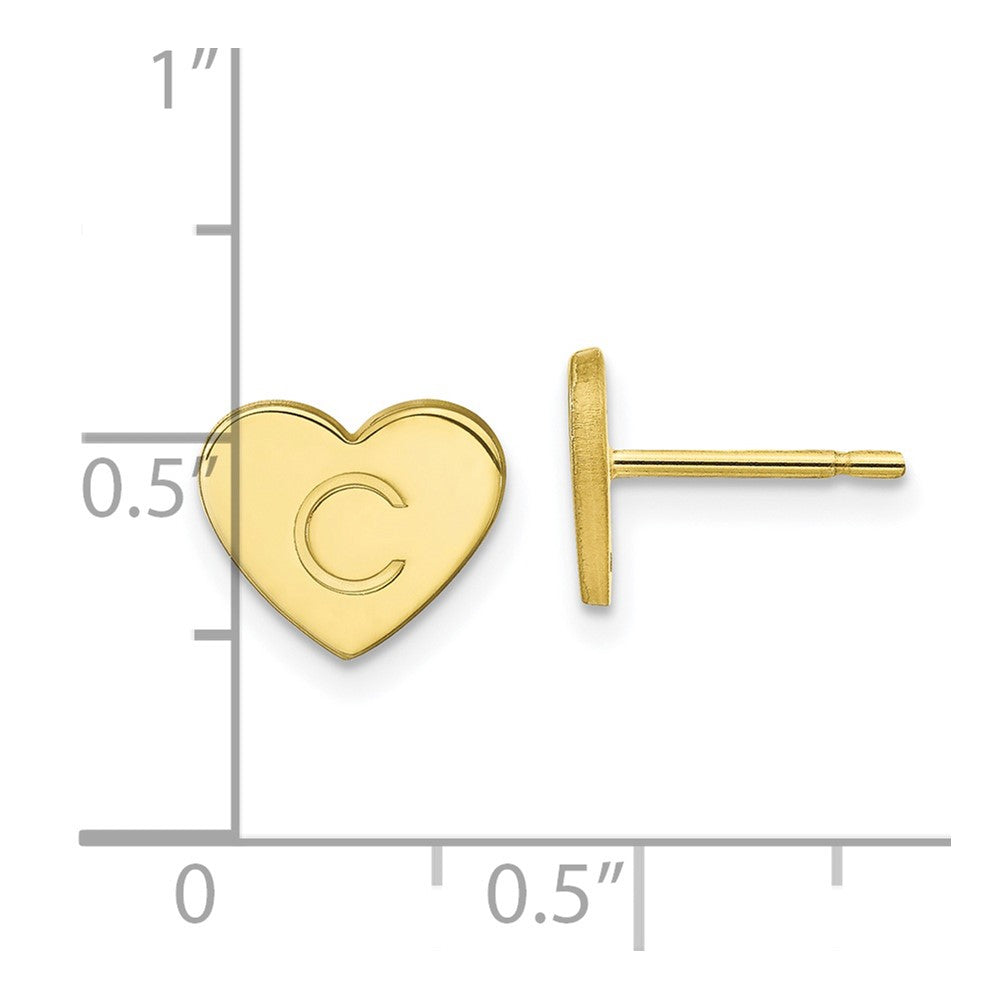 10k Yellow Gold Initial Heart Post Earrings