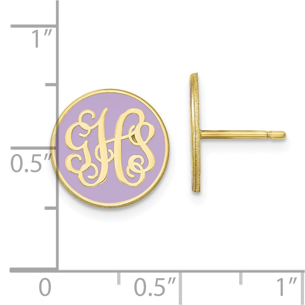 10k Yellow Gold Round Monogram w/Epoxy Post Earrings