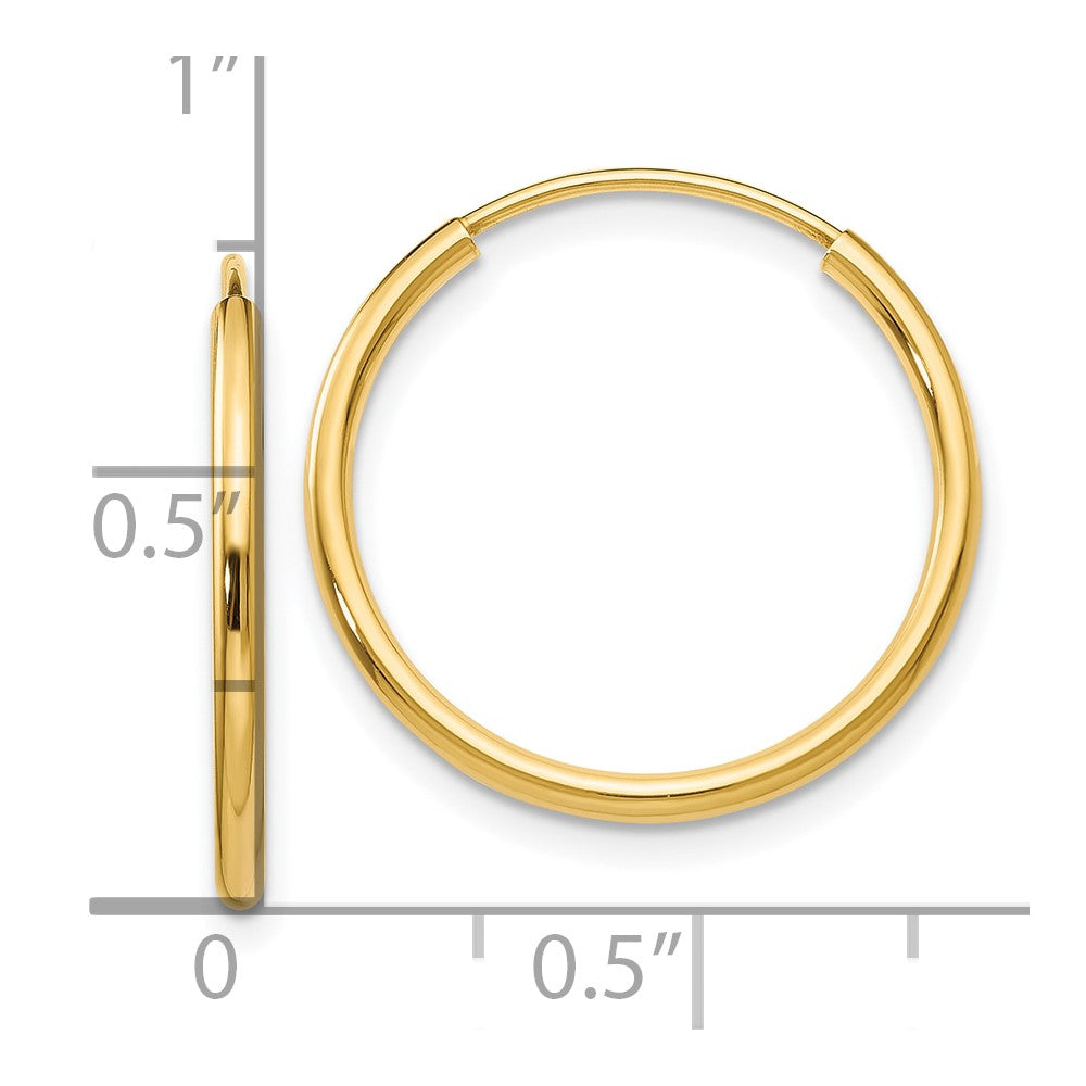 10k 1.5mm Polished Round Endless Hoop Earrings