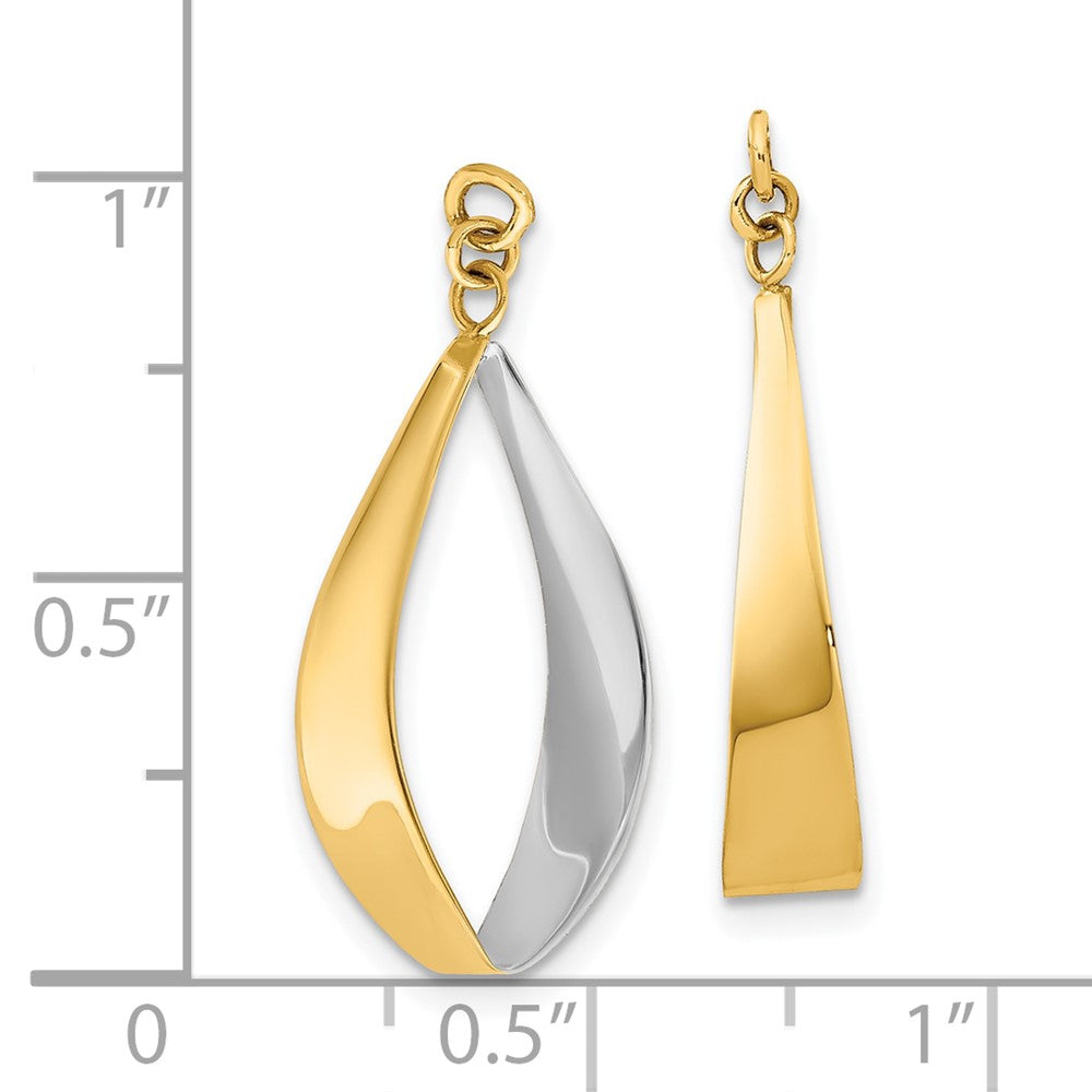 10k Polished & Rhodium Reversible Dangle Earring Jackets