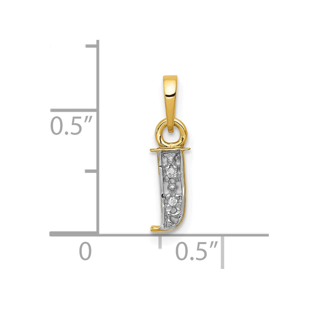 10K and Rhodium Diamond Initial J Charm