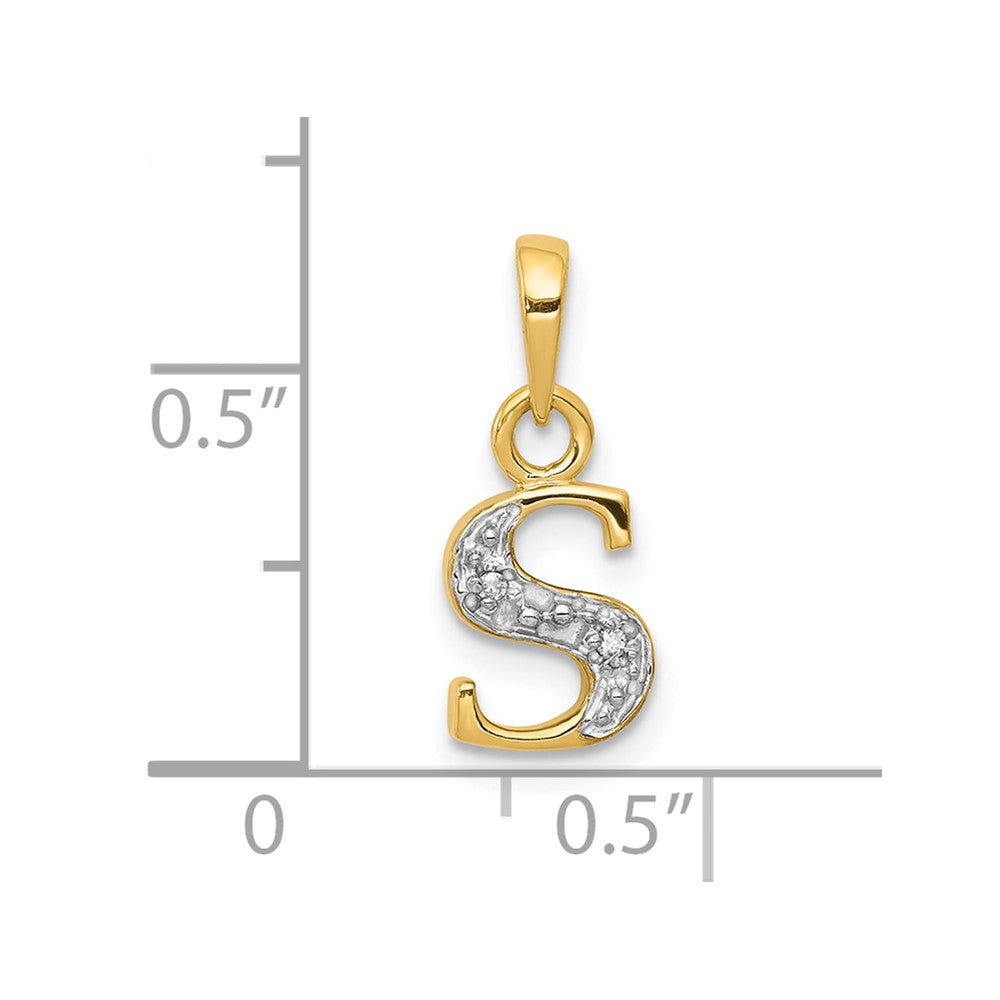 10K and Rhodium Diamond Initial S Charm