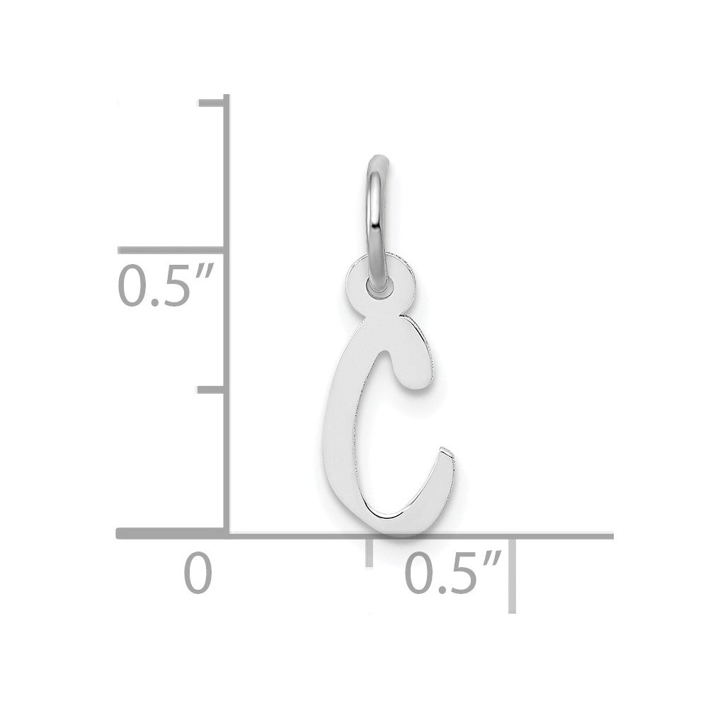 10k White Gold Small Slanted Block Initial C Charm