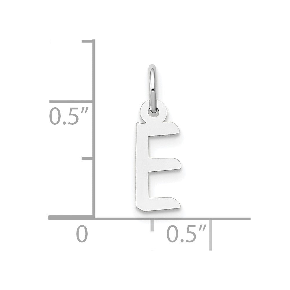 10k White Gold Small Slanted Block Initial E Char