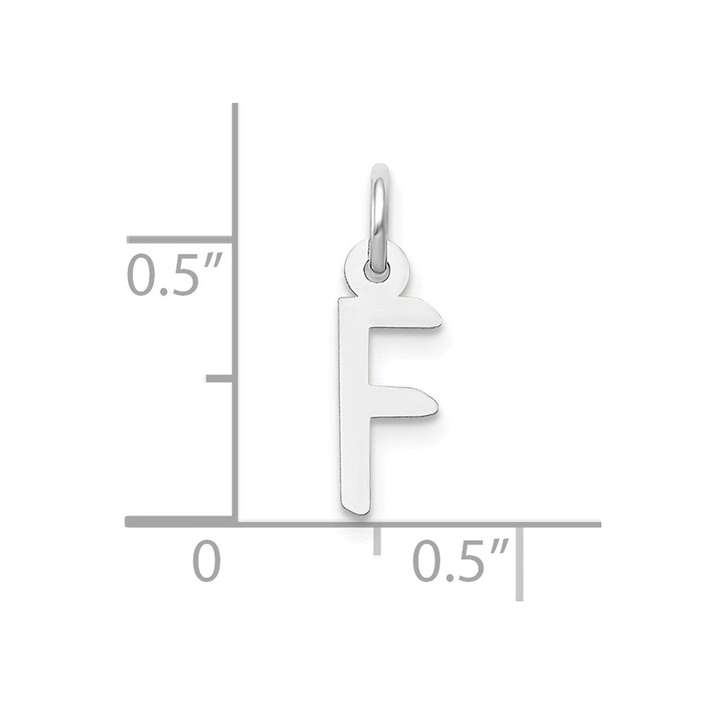 10k White Gold Small Slanted Block Initial F Char