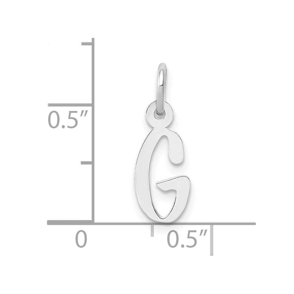 10k White Gold Small Slanted Block Initial G Char