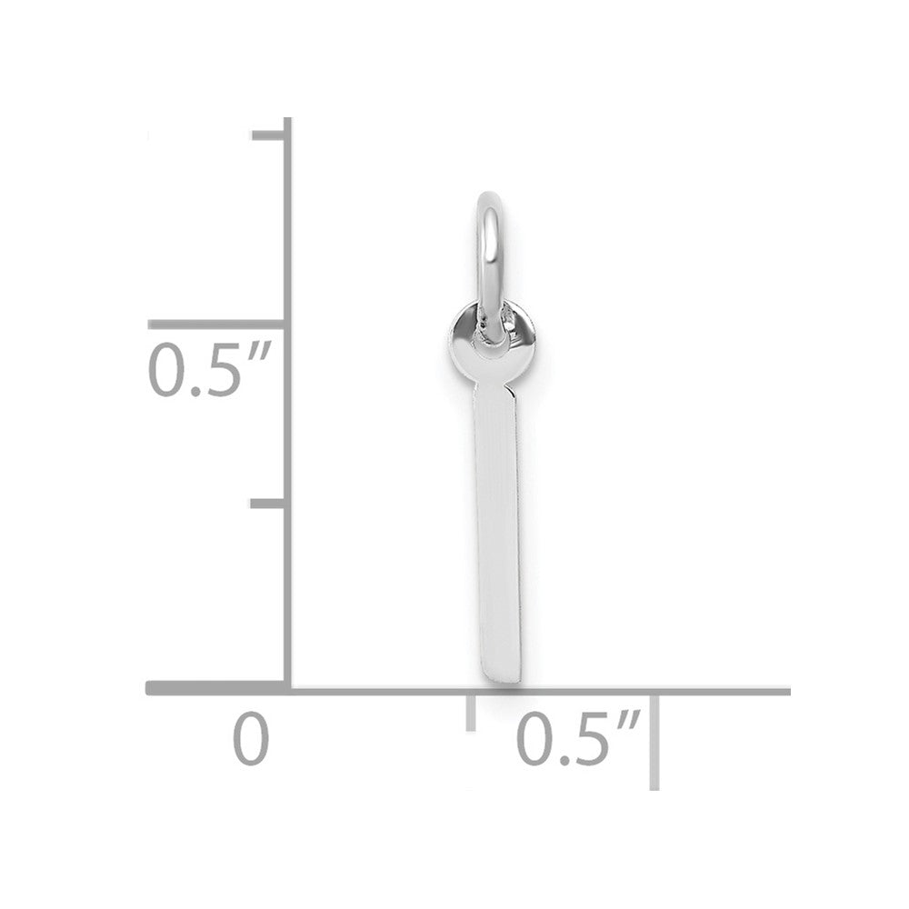 10k White Gold Small Slanted Block Initial I Char