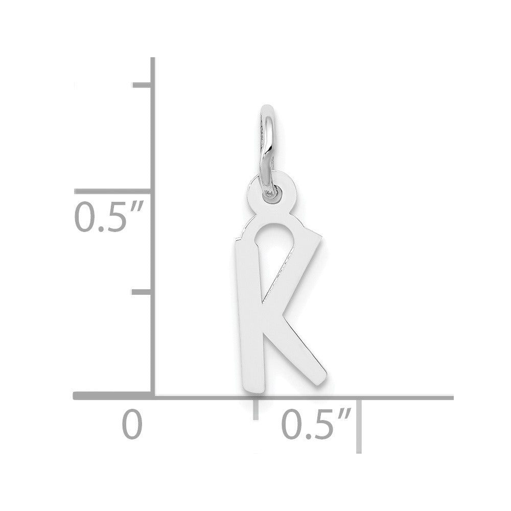 10k White Gold Small Slanted Block Initial K Char