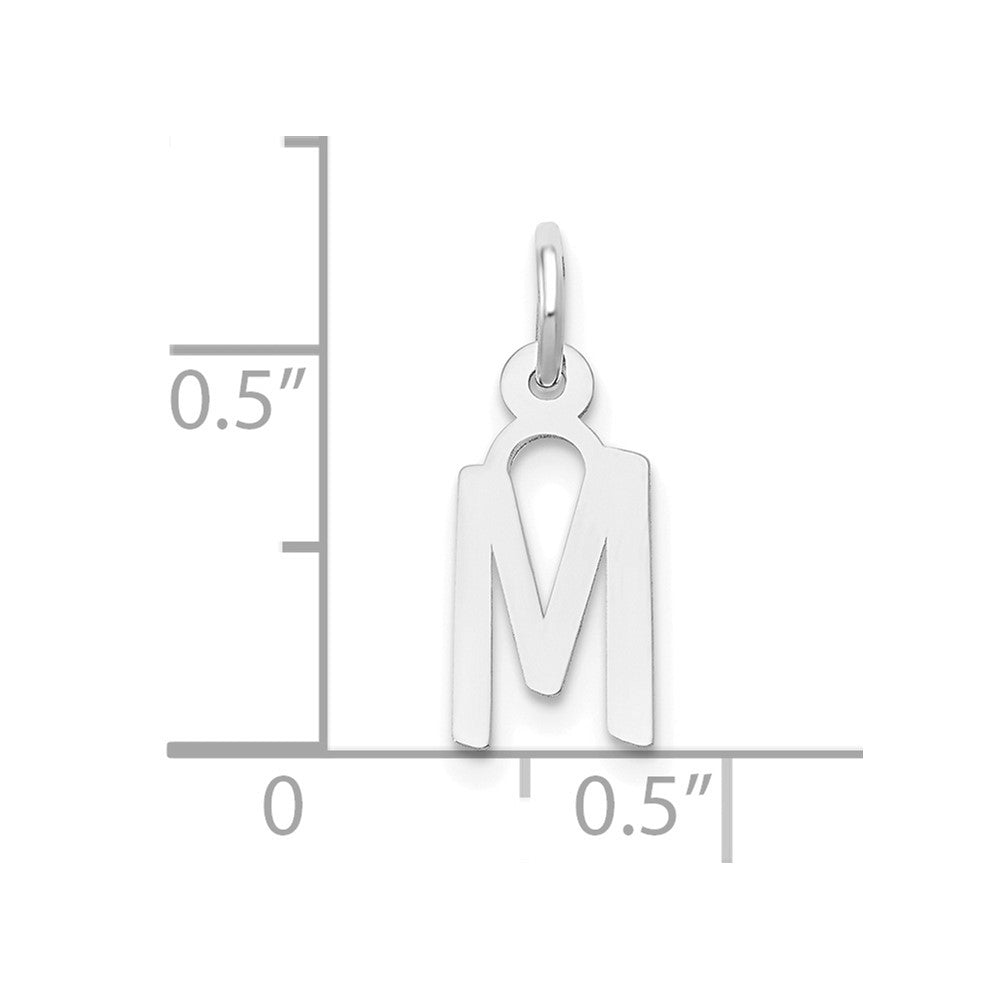 10k White Gold Small Slanted Block Initial M Char