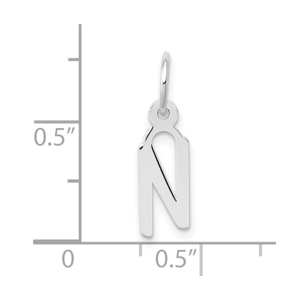 10k White Gold Small Slanted Block Initial N Char