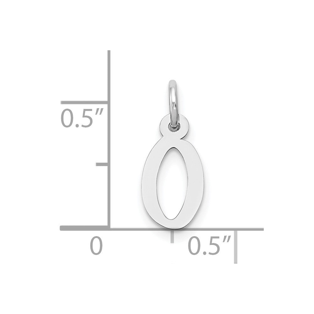 10k White Gold Small Slanted Block Initial O Char