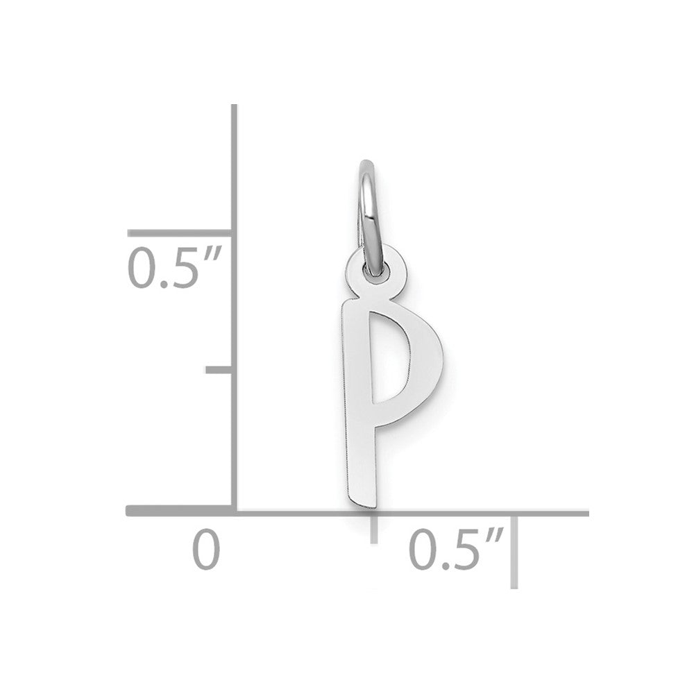 10k White Gold Small Slanted Block Initial P Char