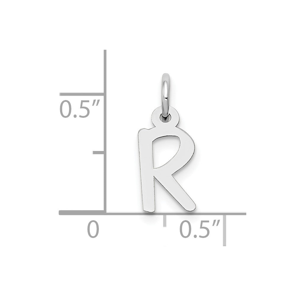 10k White Gold Small Slanted Block Initial R Char