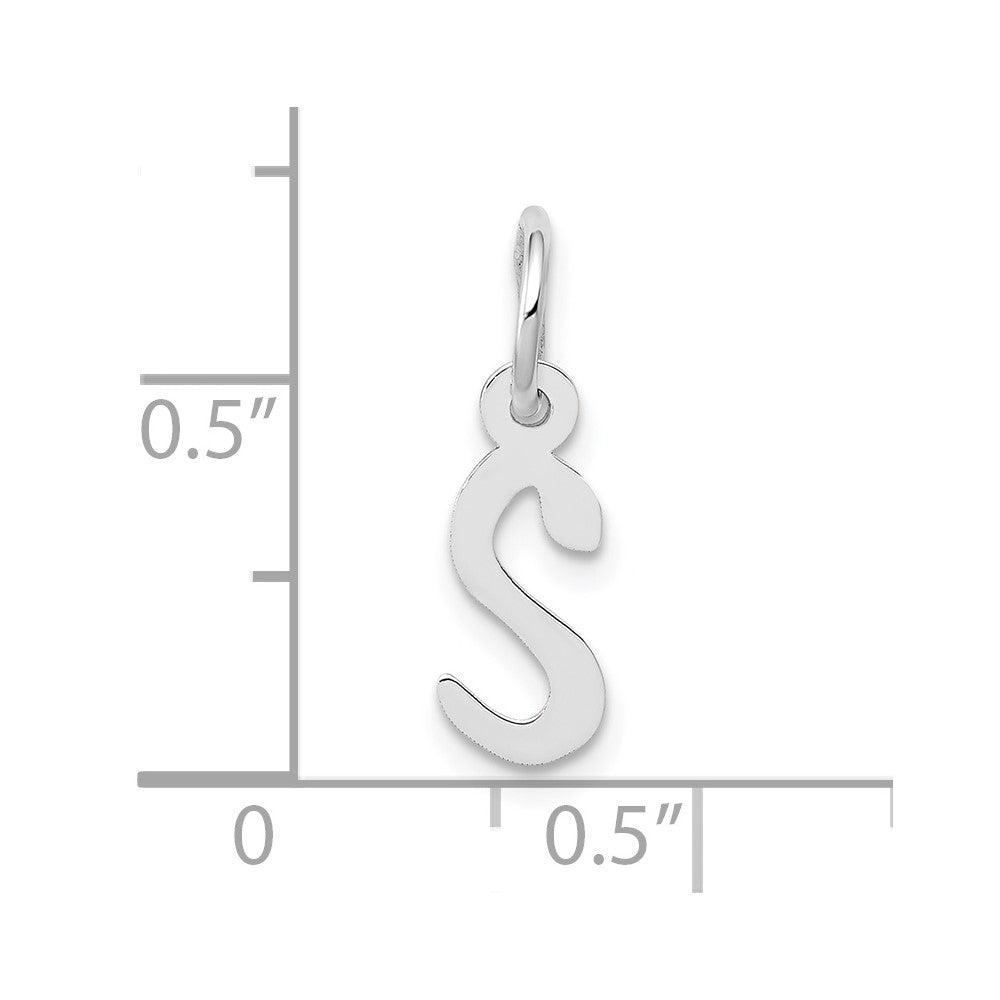 10k White Gold Small Slanted Block Initial S Char