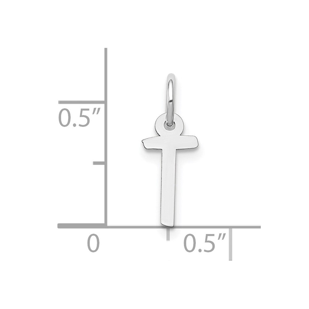 10k White Gold Small Slanted Block Initial T Char