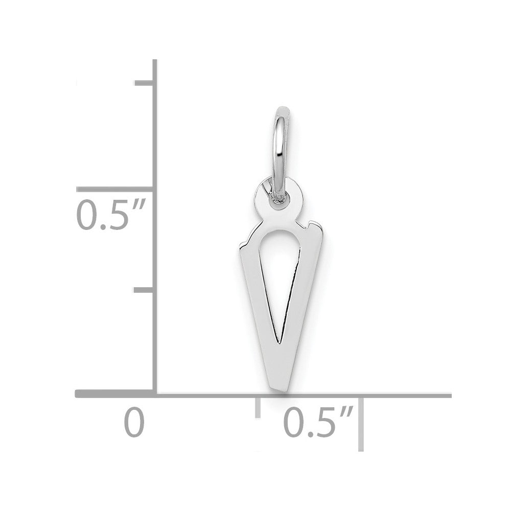 10k White Gold Small Slanted Block Initial V Char