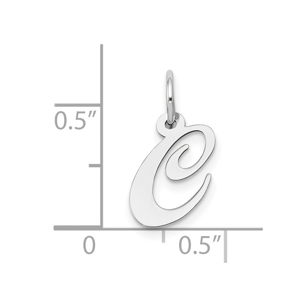 10k White Gold Small Fancy Script Initial C Charm