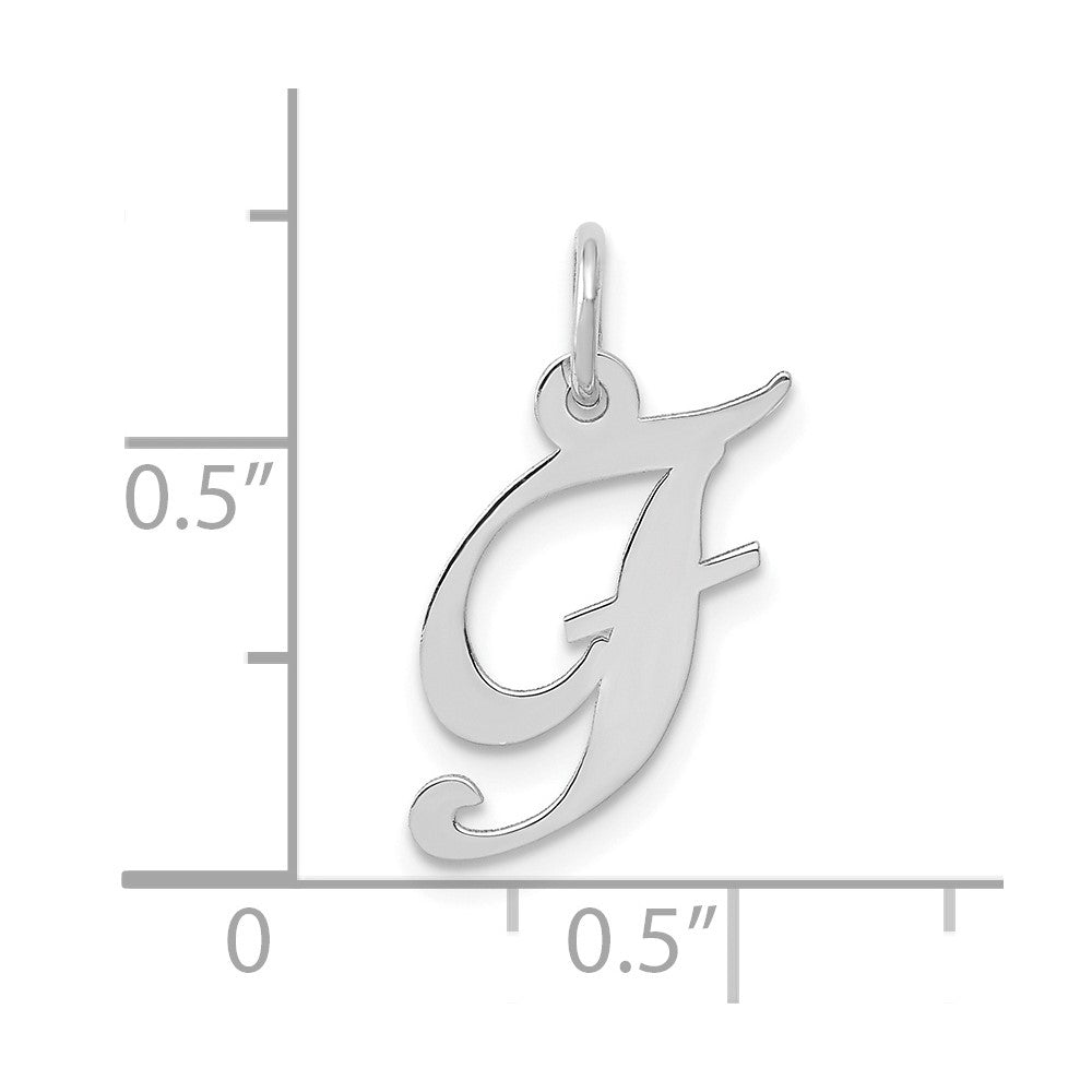 10k White Gold Small Fancy Script Initial F Charm