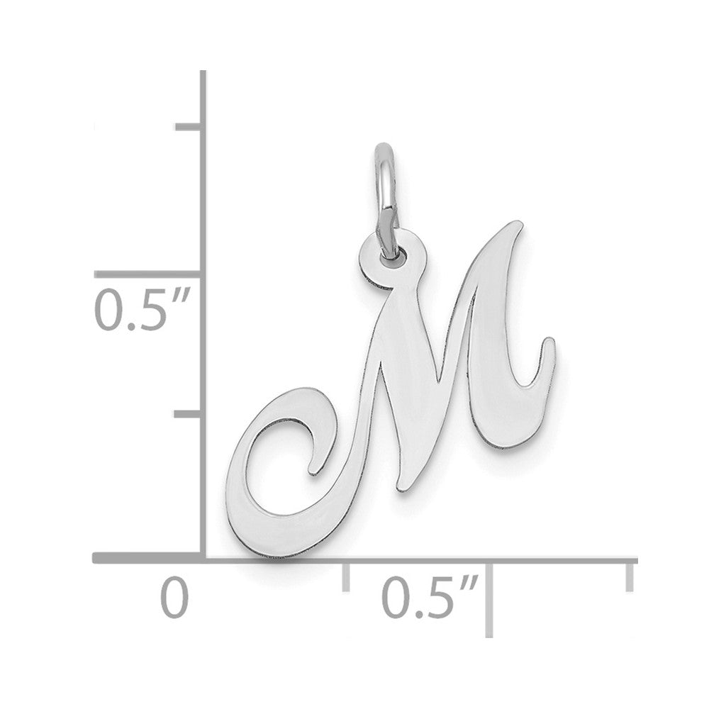 10k White Gold Small Fancy Script Initial M Charm