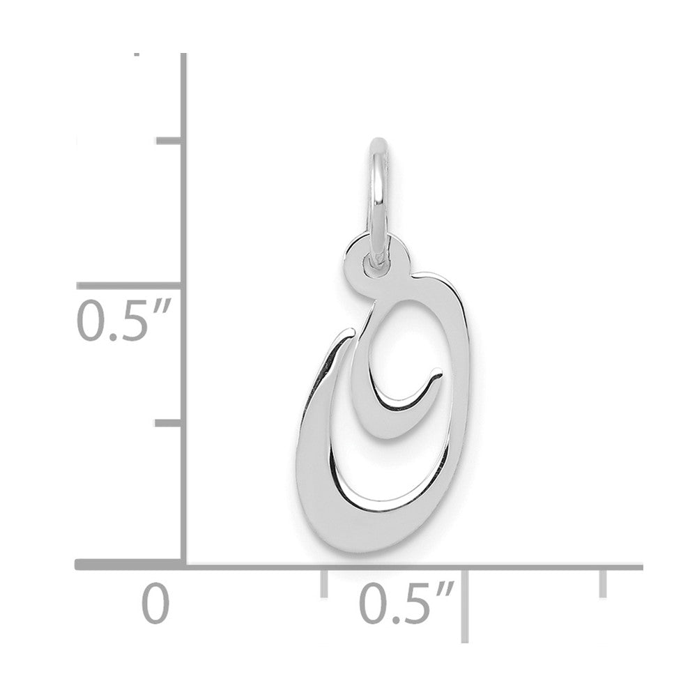 10k White Gold Small Fancy Script Initial O Charm