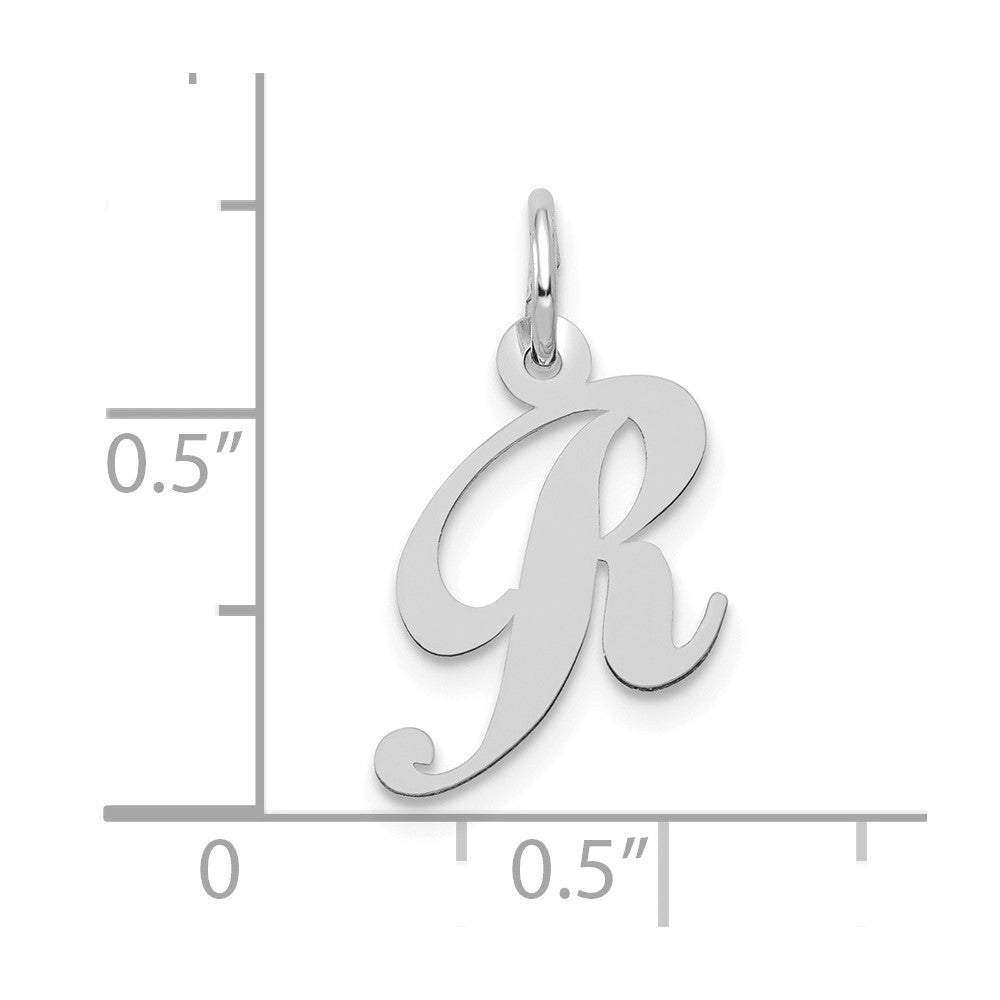 10k White Gold Small Fancy Script Initial R Charm
