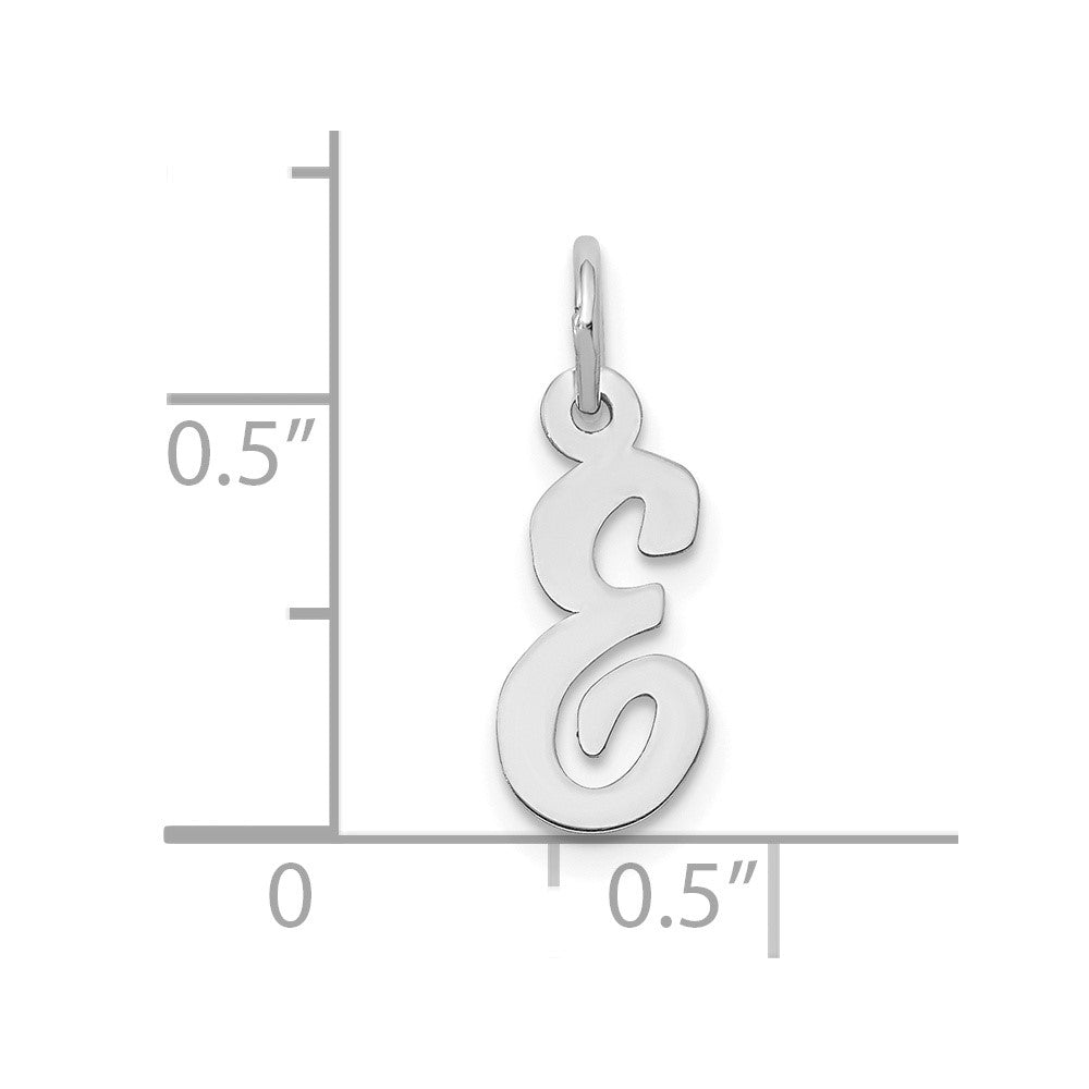 10k White Gold Small Script Initial E Charm