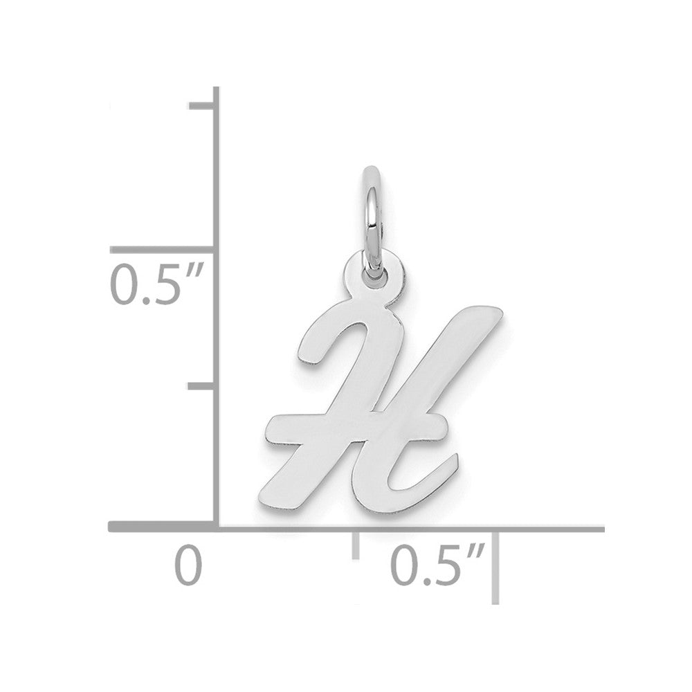 10k White Gold Small Script Initial H Charm